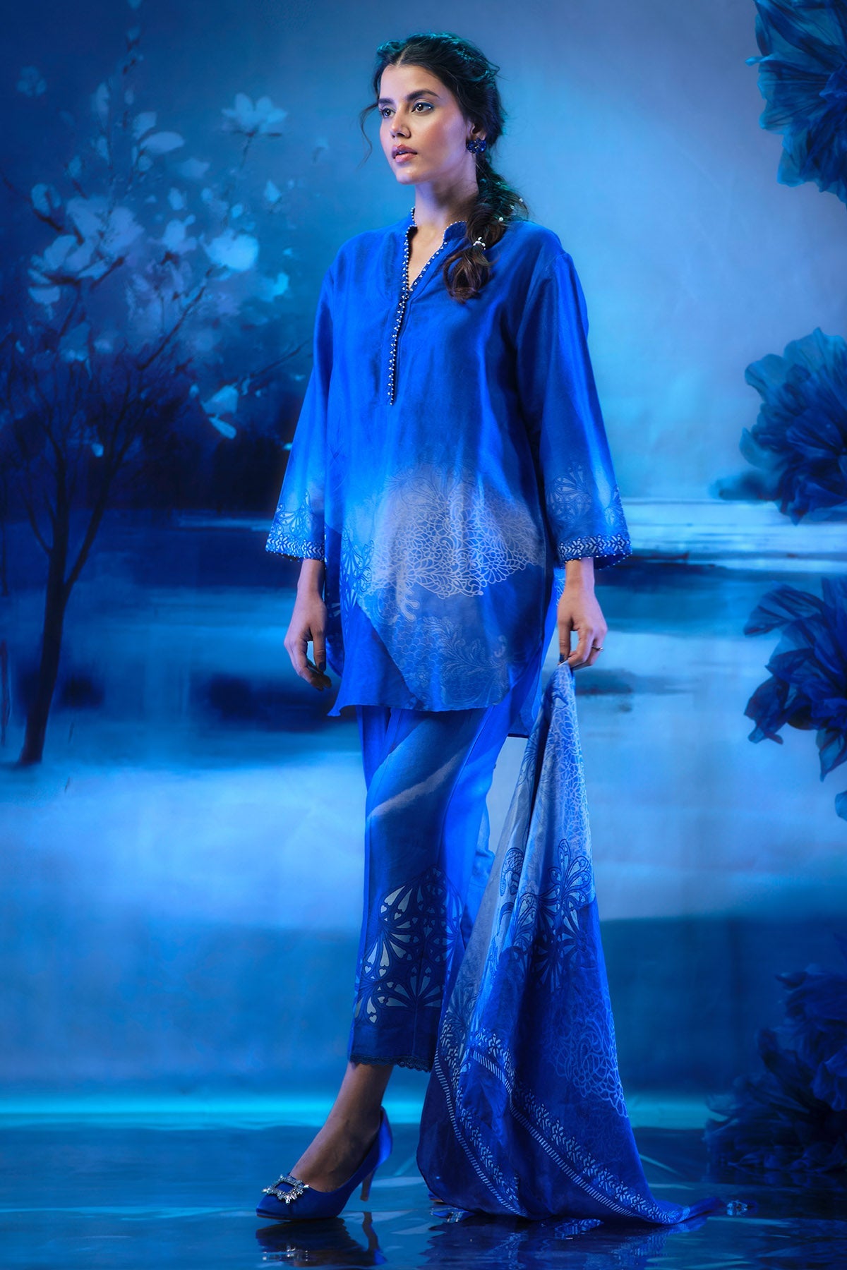 Buy Chanderi Printed Co-ord Set by Mandira Wirk for women online at ScrollnShops